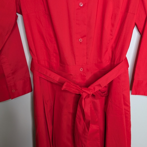 Talbots Belted Shirt Dress Red sz 12 NWT - Picture 7 of 11